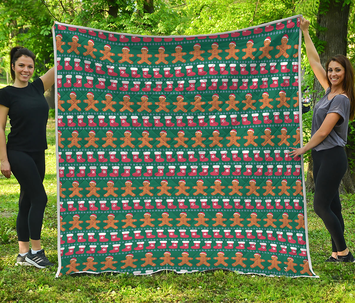 Christmas Gingerbread Man Pattern Print Quilt