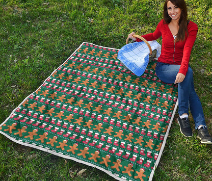 Christmas Gingerbread Man Pattern Print Quilt
