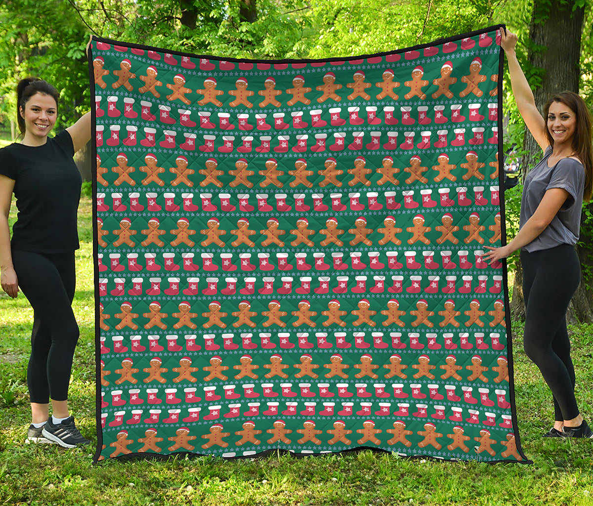 Christmas Gingerbread Man Pattern Print Quilt