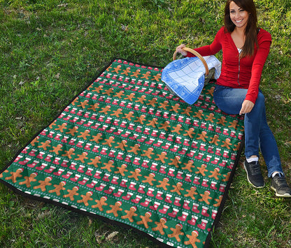 Christmas Gingerbread Man Pattern Print Quilt