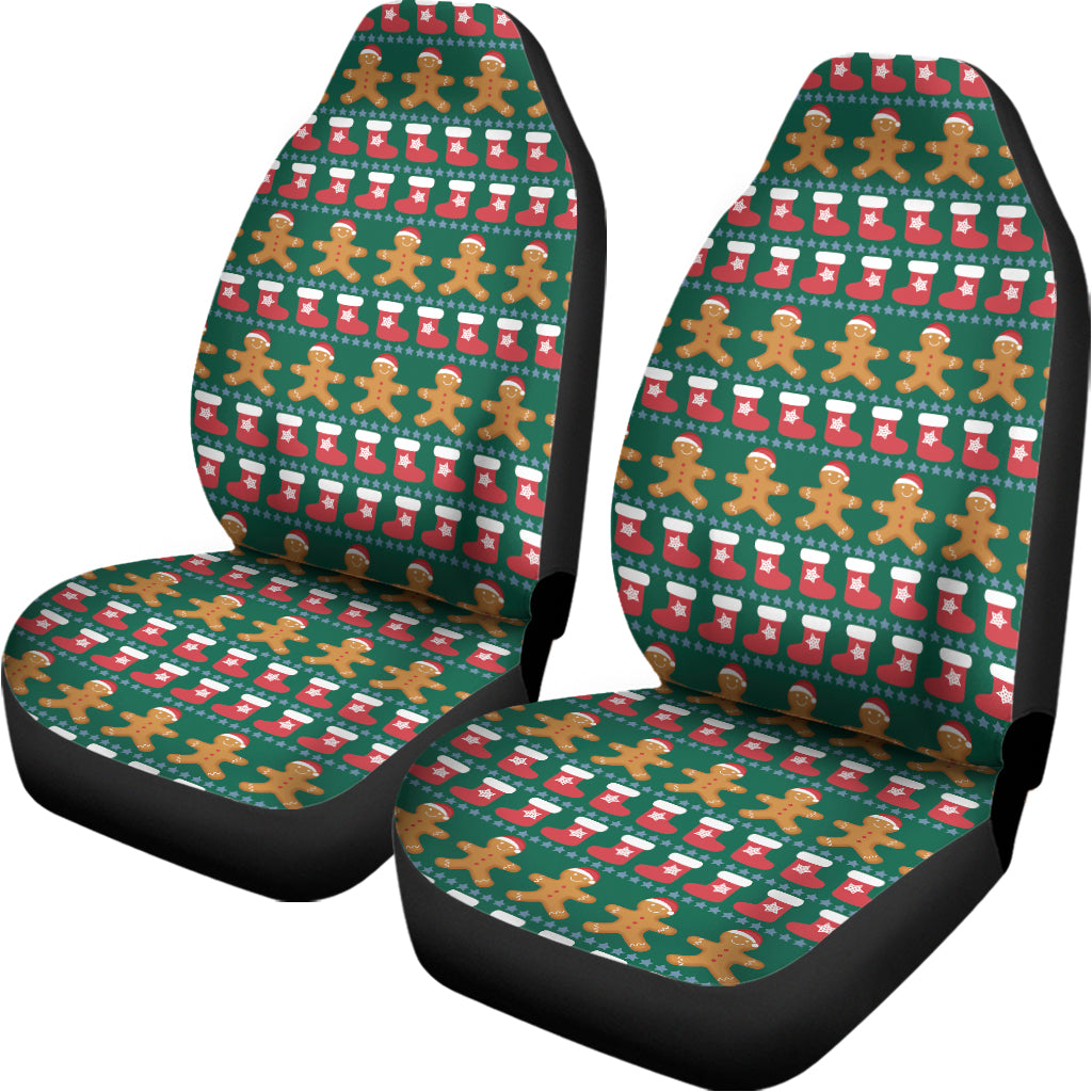 Christmas Gingerbread Man Pattern Print Universal Fit Car Seat Covers