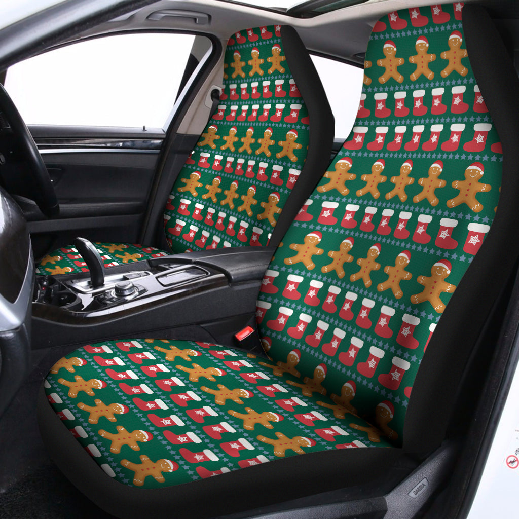 Christmas Gingerbread Man Pattern Print Universal Fit Car Seat Covers