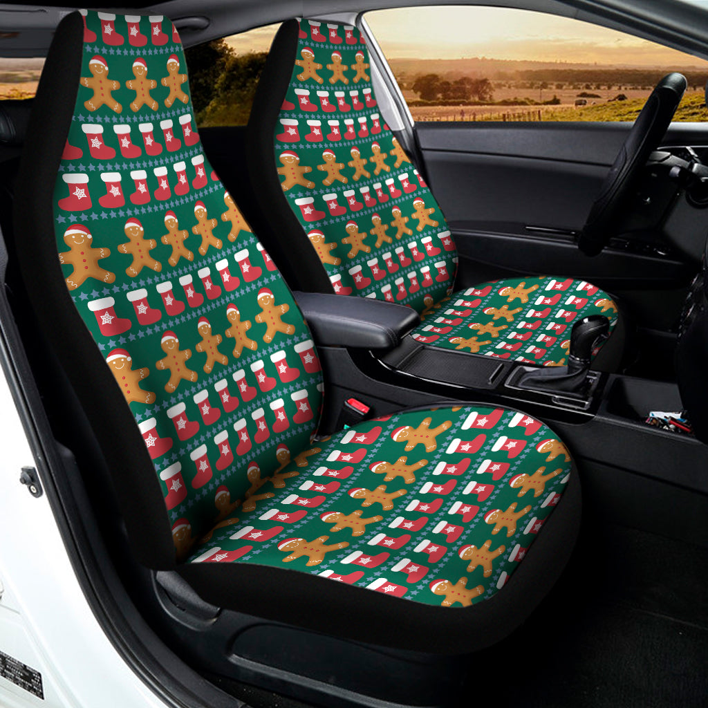 Christmas Gingerbread Man Pattern Print Universal Fit Car Seat Covers