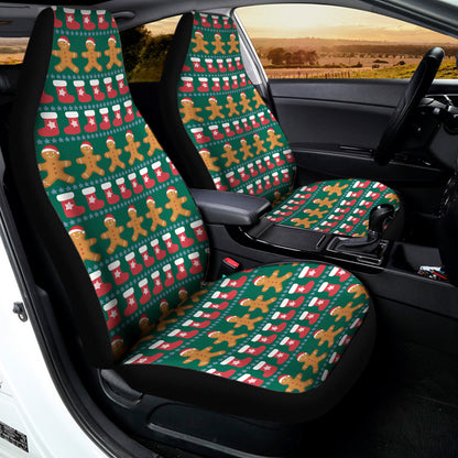Christmas Gingerbread Man Pattern Print Universal Fit Car Seat Covers