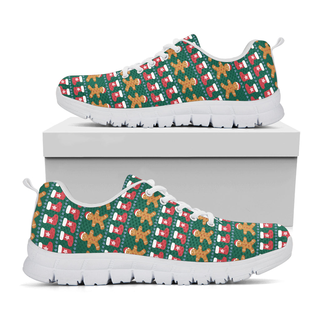 Christmas Gingerbread Man Pattern Print White Sneakers