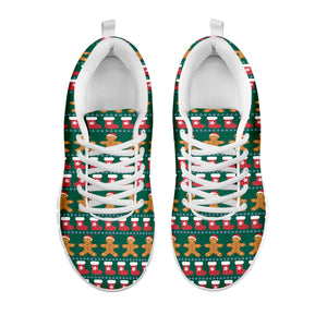 Christmas Gingerbread Man Pattern Print White Sneakers