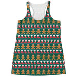 Christmas Gingerbread Man Pattern Print Women's Racerback Tank Top