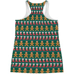 Christmas Gingerbread Man Pattern Print Women's Racerback Tank Top