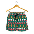 Christmas Gingerbread Man Pattern Print Women's Shorts