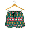 Christmas Gingerbread Man Pattern Print Women's Shorts