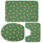 Christmas Gingerbread Pattern Print 3 Piece Bath Mat Set