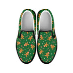 Christmas Gingerbread Pattern Print Black Slip On Shoes