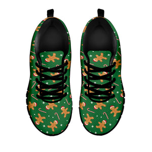 Christmas Gingerbread Pattern Print Black Sneakers