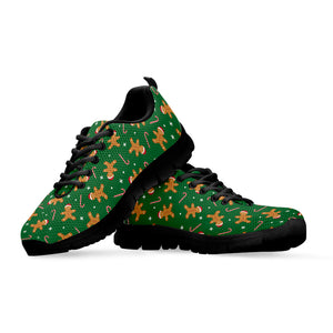 Christmas Gingerbread Pattern Print Black Sneakers