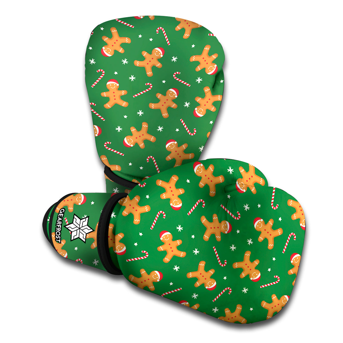 Christmas Gingerbread Pattern Print Boxing Gloves