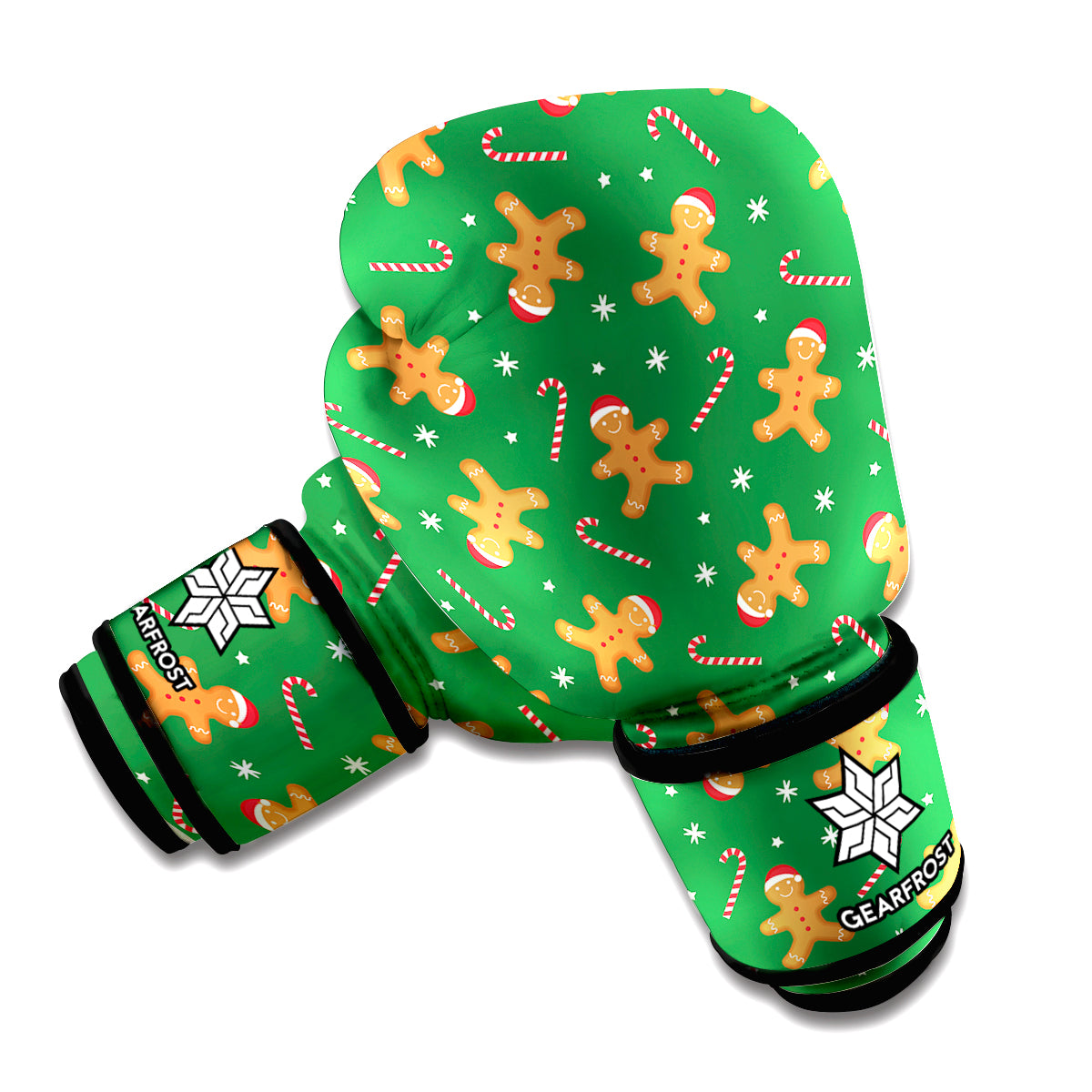 Christmas Gingerbread Pattern Print Boxing Gloves