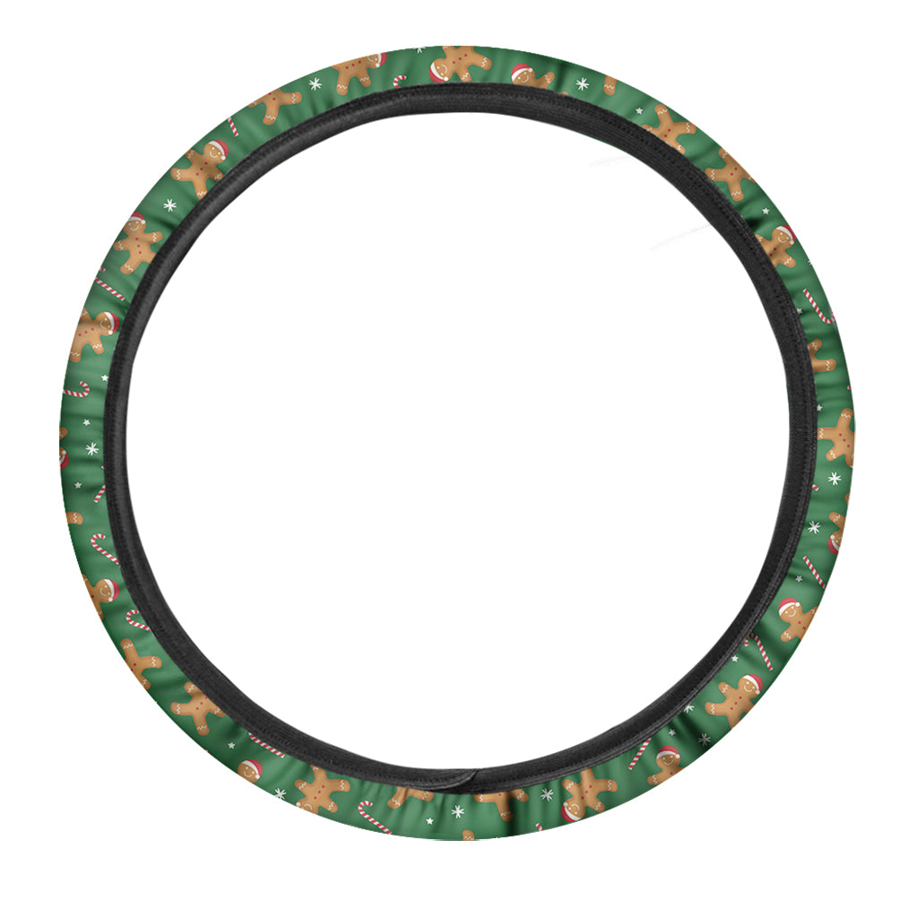 Christmas Gingerbread Pattern Print Car Steering Wheel Cover