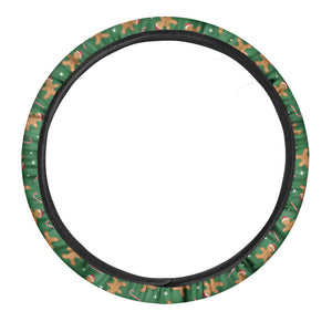 Christmas Gingerbread Pattern Print Car Steering Wheel Cover