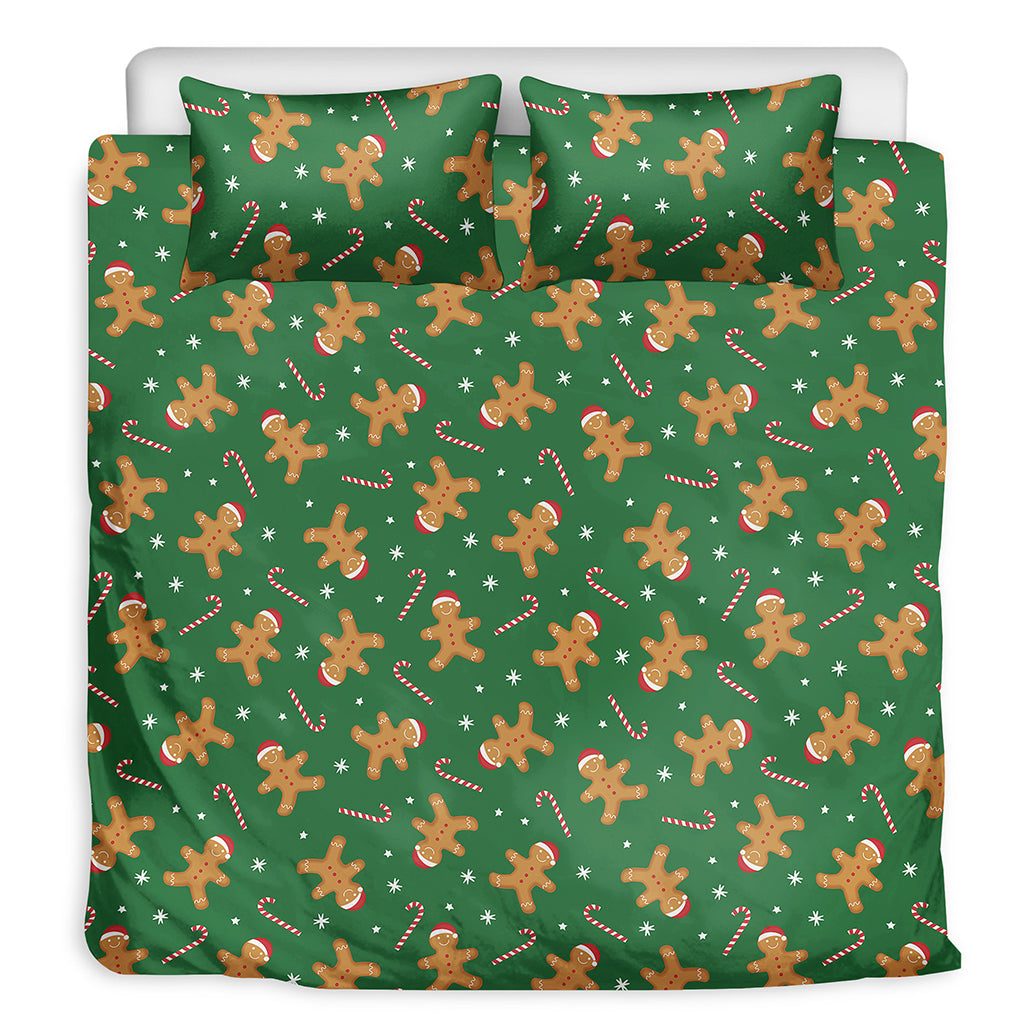 Christmas Gingerbread Pattern Print Duvet Cover Bedding Set