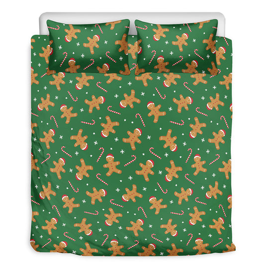 Christmas Gingerbread Pattern Print Duvet Cover Bedding Set