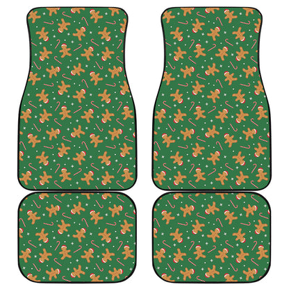 Christmas Gingerbread Pattern Print Front and Back Car Floor Mats
