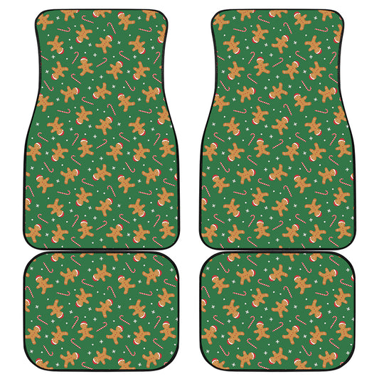 Christmas Gingerbread Pattern Print Front and Back Car Floor Mats