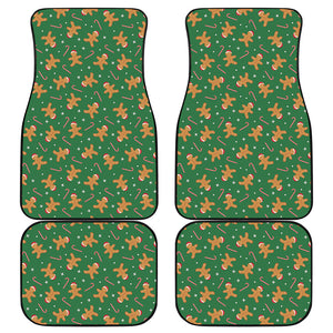 Christmas Gingerbread Pattern Print Front and Back Car Floor Mats