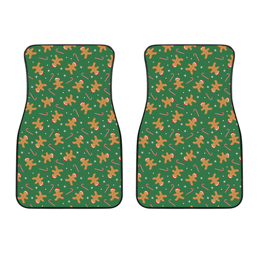 Christmas Gingerbread Pattern Print Front Car Floor Mats
