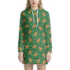 Christmas Gingerbread Pattern Print Hoodie Dress