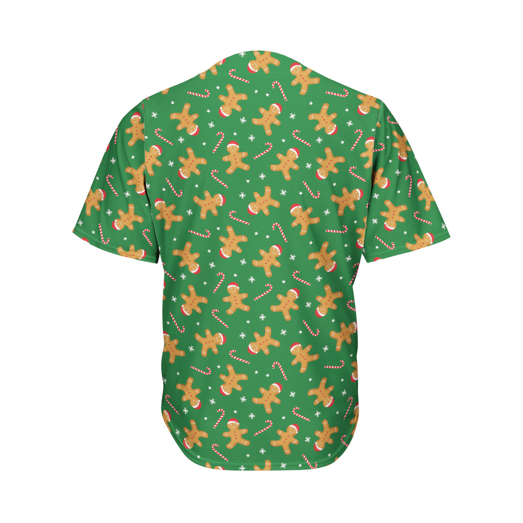 Christmas Gingerbread Pattern Print Men's Baseball Jersey