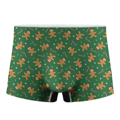 Christmas Gingerbread Pattern Print Men's Boxer Briefs