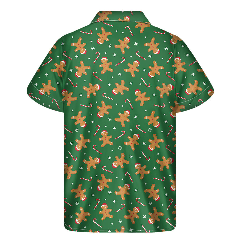 Christmas Gingerbread Pattern Print Men's Short Sleeve Shirt