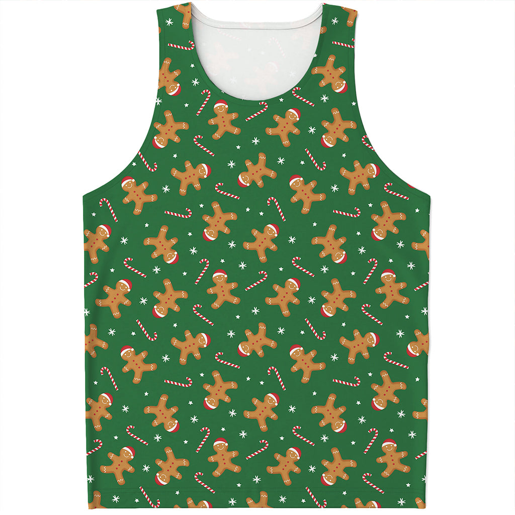 Christmas Gingerbread Pattern Print Men's Tank Top