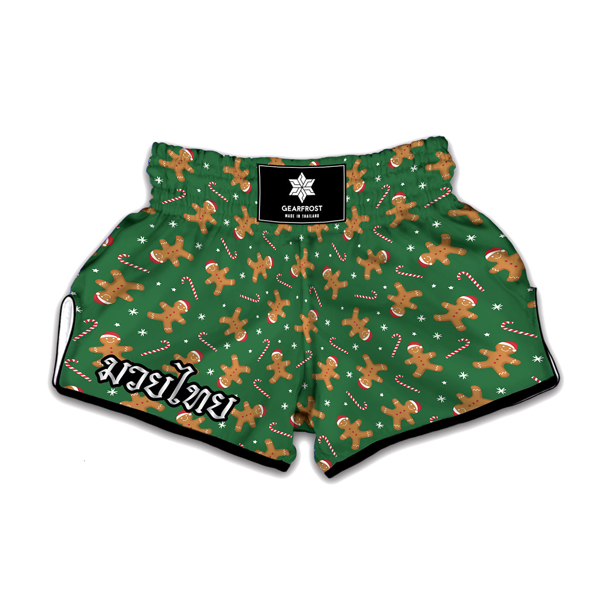 Christmas Gingerbread Pattern Print Muay Thai Boxing Shorts