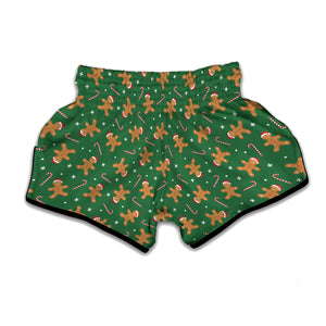 Christmas Gingerbread Pattern Print Muay Thai Boxing Shorts