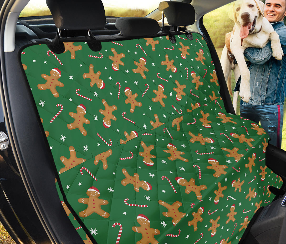 Christmas Gingerbread Pattern Print Pet Car Back Seat Cover