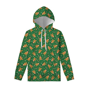 Christmas Gingerbread Pattern Print Pullover Hoodie