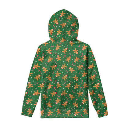 Christmas Gingerbread Pattern Print Pullover Hoodie