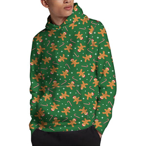 Christmas Gingerbread Pattern Print Pullover Hoodie