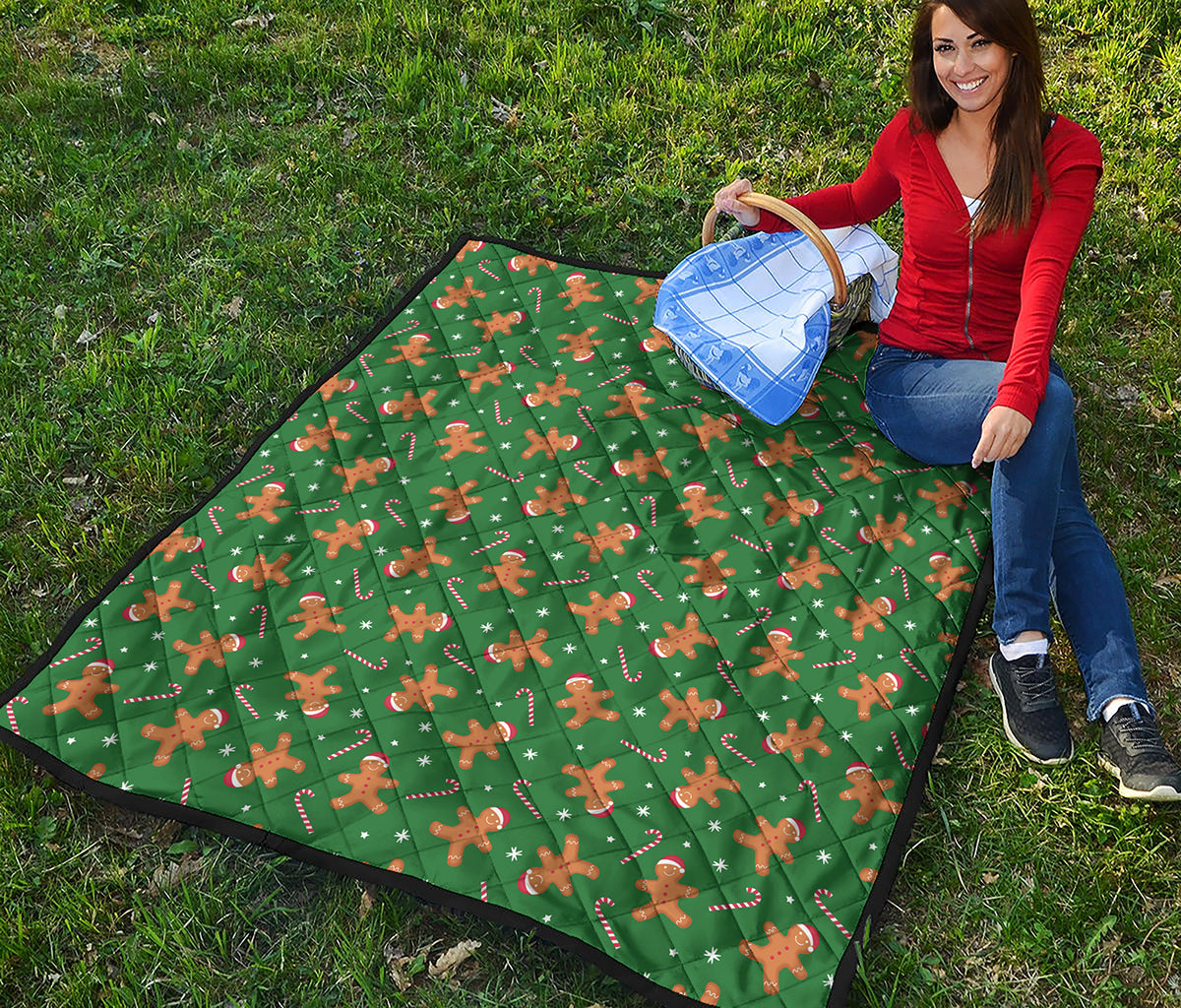 Christmas Gingerbread Pattern Print Quilt