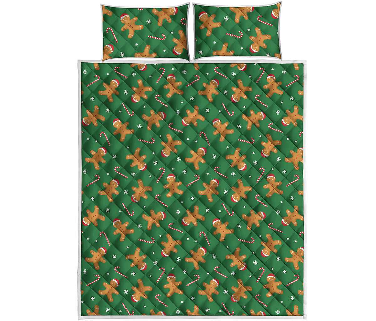 Christmas Gingerbread Pattern Print Quilt Bed Set