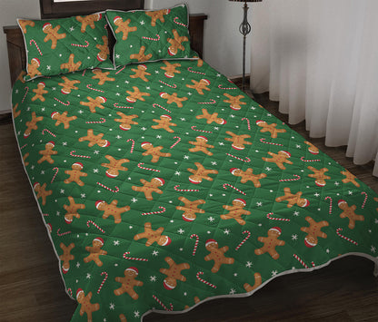 Christmas Gingerbread Pattern Print Quilt Bed Set