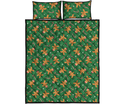Christmas Gingerbread Pattern Print Quilt Bed Set