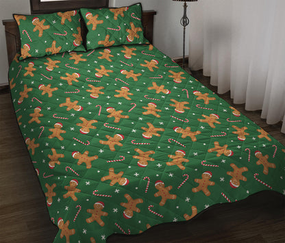 Christmas Gingerbread Pattern Print Quilt Bed Set