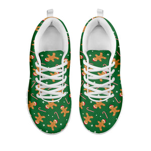 Christmas Gingerbread Pattern Print White Sneakers