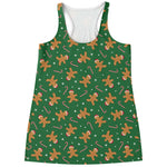 Christmas Gingerbread Pattern Print Women's Racerback Tank Top
