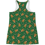 Christmas Gingerbread Pattern Print Women's Racerback Tank Top