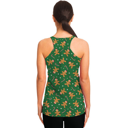 Christmas Gingerbread Pattern Print Women's Racerback Tank Top