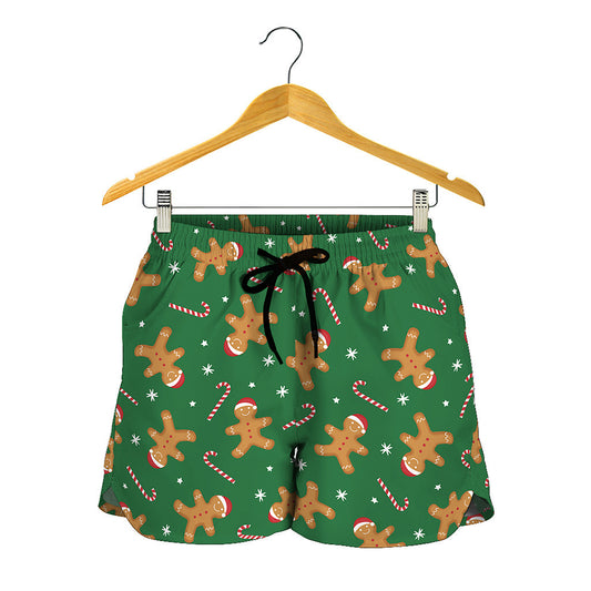 Christmas Gingerbread Pattern Print Women's Shorts
