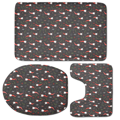 Christmas Gnomes Pattern Print 3 Piece Bath Mat Set